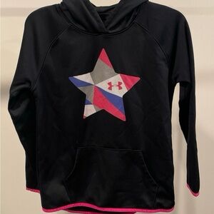 Under Armour Girls Size XL Black Hoodie with Geometric Star